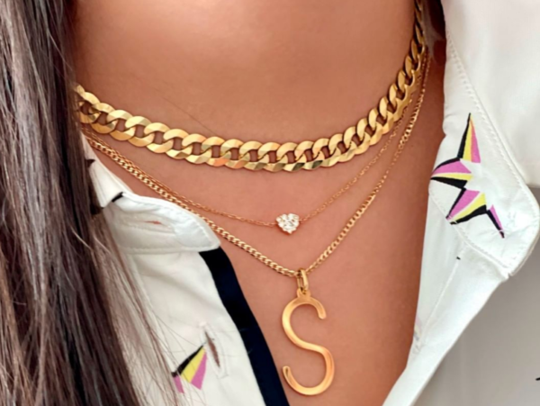 Collar de Oro con Inicial y cadena Paper Clip - Imagen 2