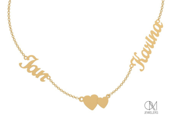 Collar de Oro Personalizado con 2 nombres y corazón