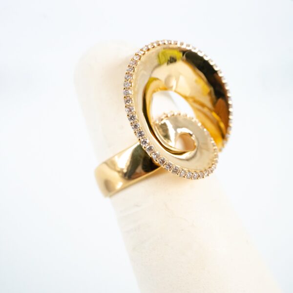 Anillo Espiral en Oro Amarillo 18K con Diamantes - Imagen 2