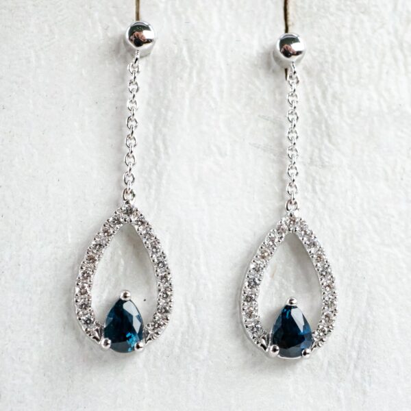 Aretes Safiros Colgantes Gota