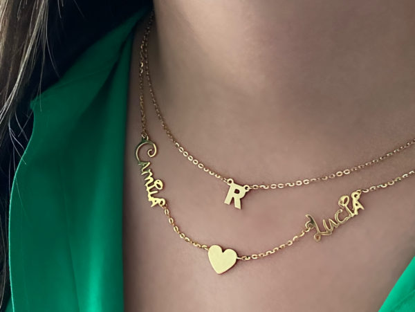 Collar de Oro Personalizado con 2 nombres y corazón - Imagen 2