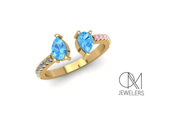 Anillo de Oro Pera Azul