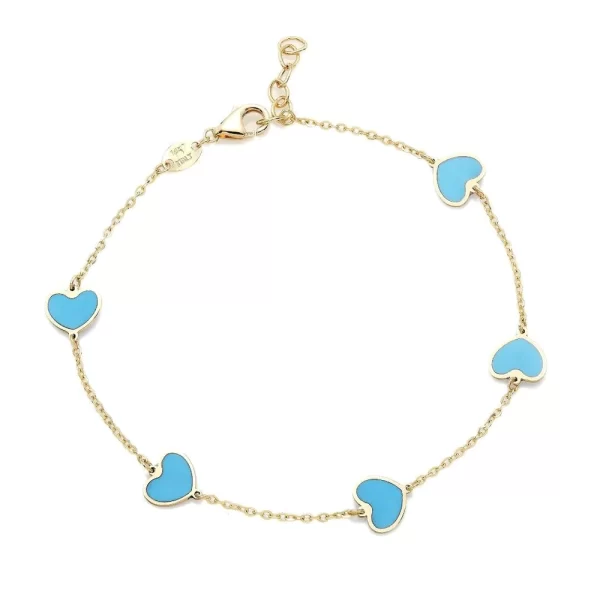 Pulsera De Corazón y Turquesa